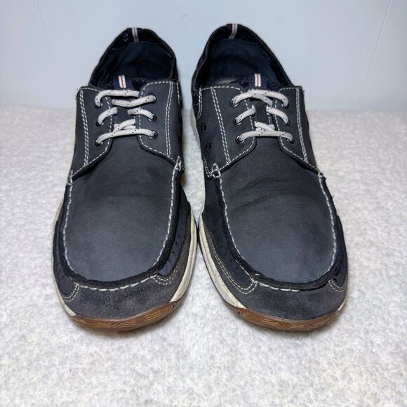 Clarks Gray Leather Casual Shoes Men's 11.5W - Picture 1 of 9